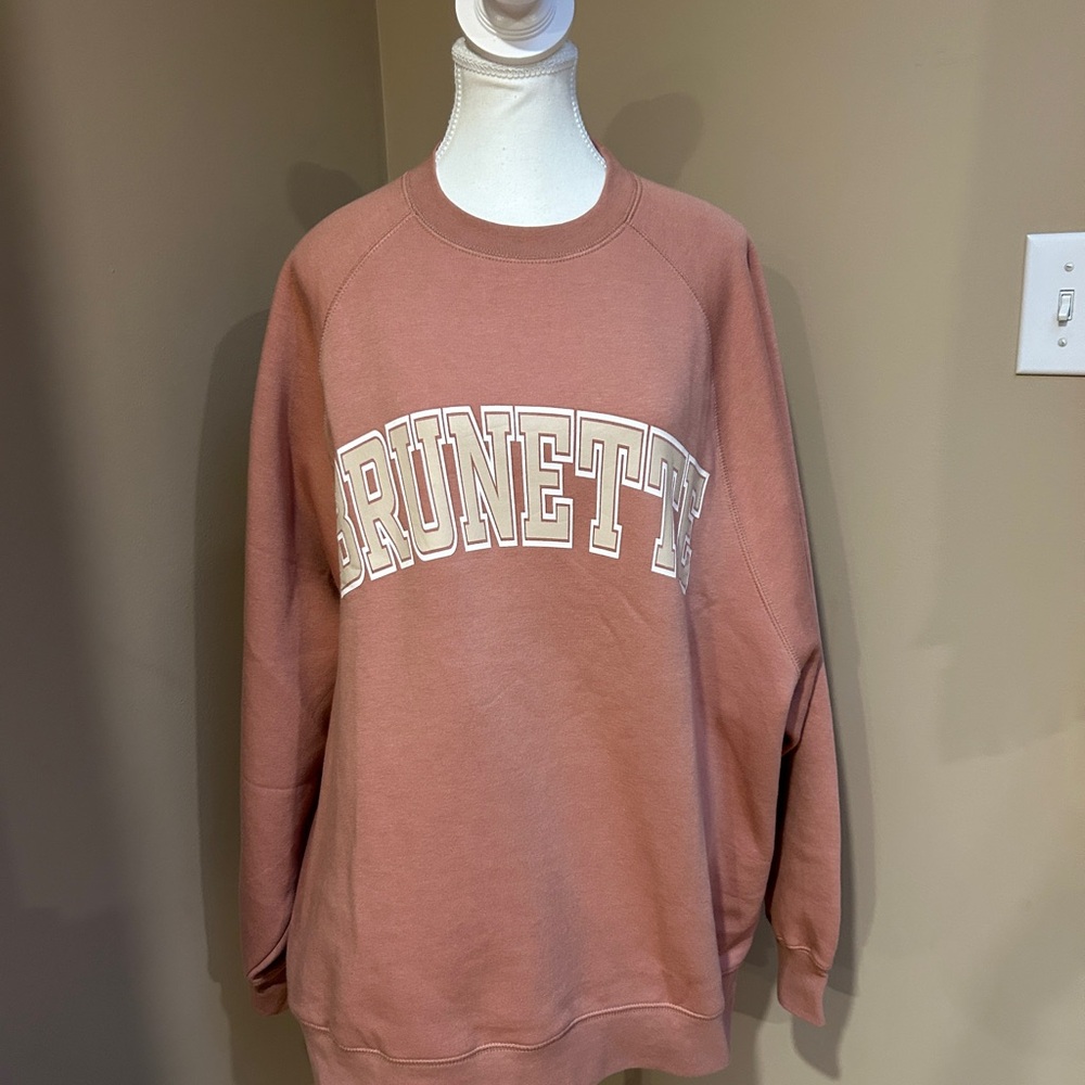 Brunette The Label Varsity Hair Colour Not Your Boyfriend's Crew Sweatshirt NWT - Picture 2 of 8